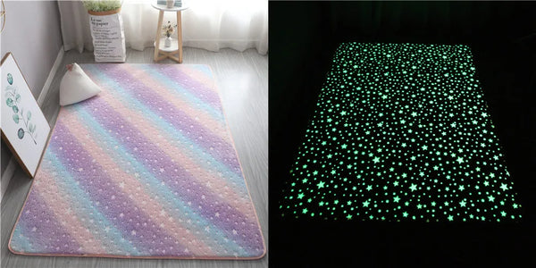 Luminous Area Rug Soft Decorative Play Mat for Kids Room Non-Slip Living Room Carpets Home Decor Carpet with Anti-Slip Bottom