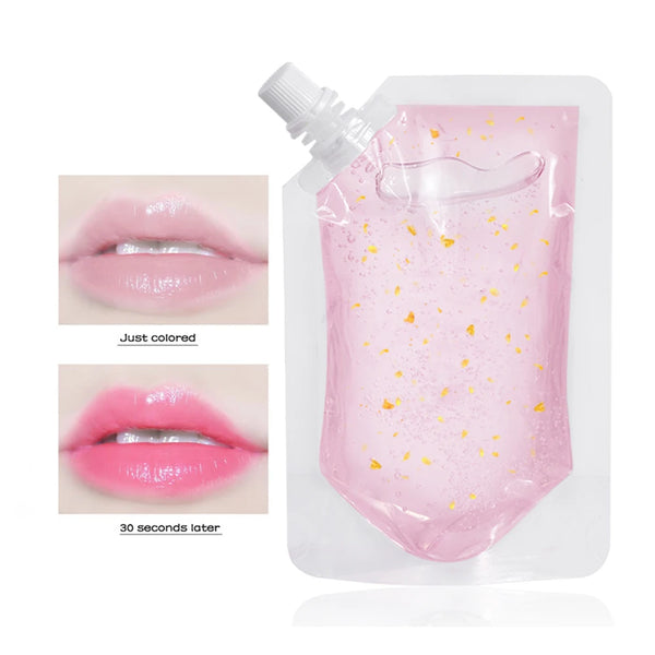 Pink Lip Gloss Base Gel DIY Gold Foil Moisturizing Lip Gloss Temperature Color Temperature Change Lipgloss Base Makeup
