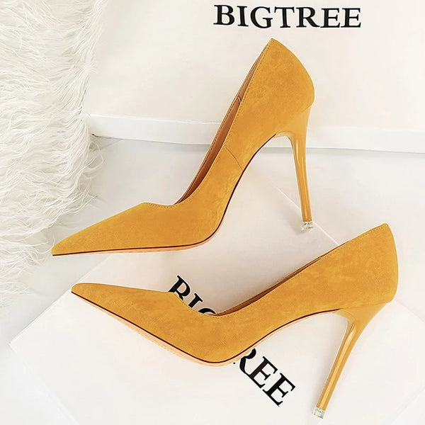 BIGTREE Shoes Suede Women Pumps 2025 New High Heels Fashion Sexy Party Shoes Stiletto Ladies Shoes Women Heels Plus Size 42 43