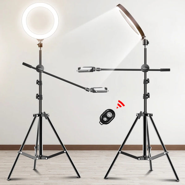 26CM Photography Led Video Ring Light Circle Fill Lighting Camera Photo Studio Phone Selfie Lamp With Tripod Stand Boom Arm