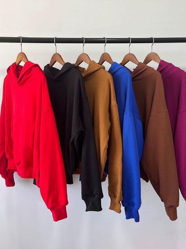 [Heavy Weight Double Layer Fabric] Yeezy Season6 Big Talker Kanye Sweatshirt Pure Color Loose-Fitting Hoodie Men and Women