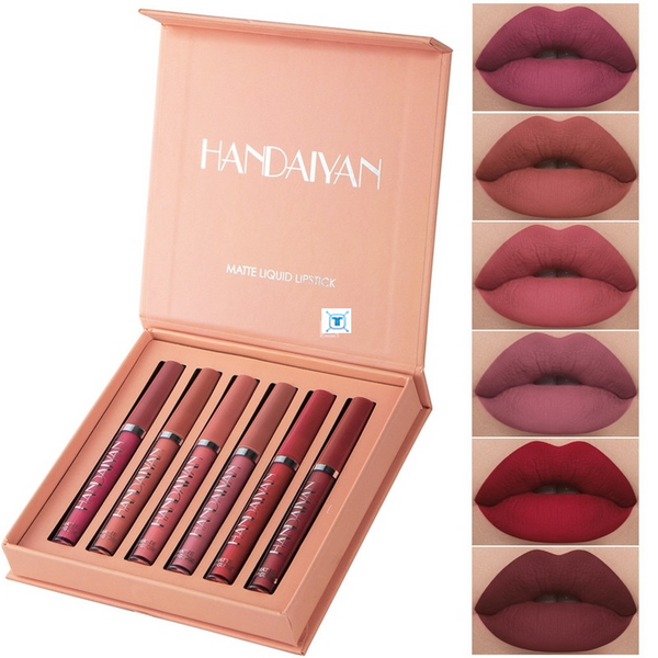 6Pcs/ Matte Lip Gloss Set Liquid Lipstick Waterproof Long