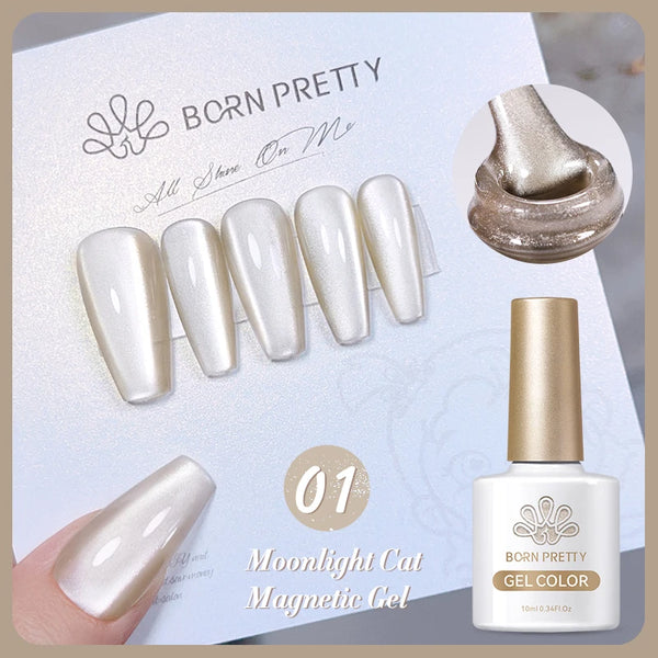 BORN PRETTY Sparkling Glass Bead Cat Magnetic Gel Nail Polish Flash White Spar Red Color Semi Permanent Soak Off UV Gel Varnish
