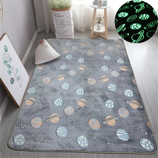Unique Area Rugs Glow in The Dark Rug Luminous Carpet for Kids Bedroom Modern Indoor Rugs for Children Dorm Home Decor Carpets