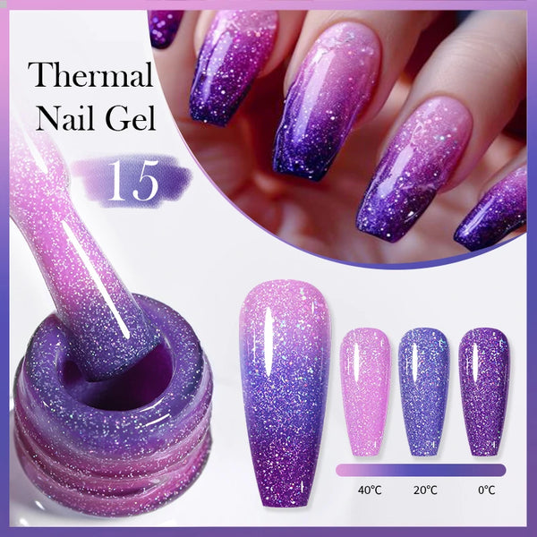 BORN PRETTY 10ml Glitter Thermal Gel Nail Polish 3 Colors Changing Soak Off Gel Winter Semi Permanant Manicure Nail Art Varnish
