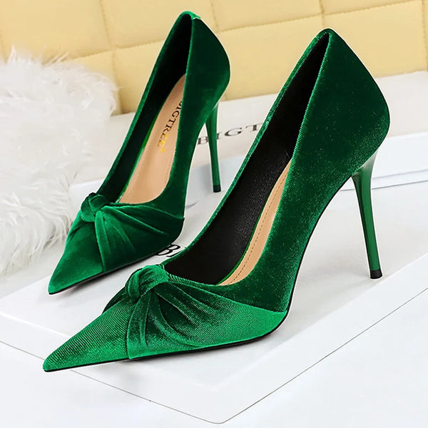 BIGTREE Shoes Bowknot Suede Women Pumps Fashion New High Heels Pointed Stilettos Women Heels 2025 New Design Pumps Plus Size 43