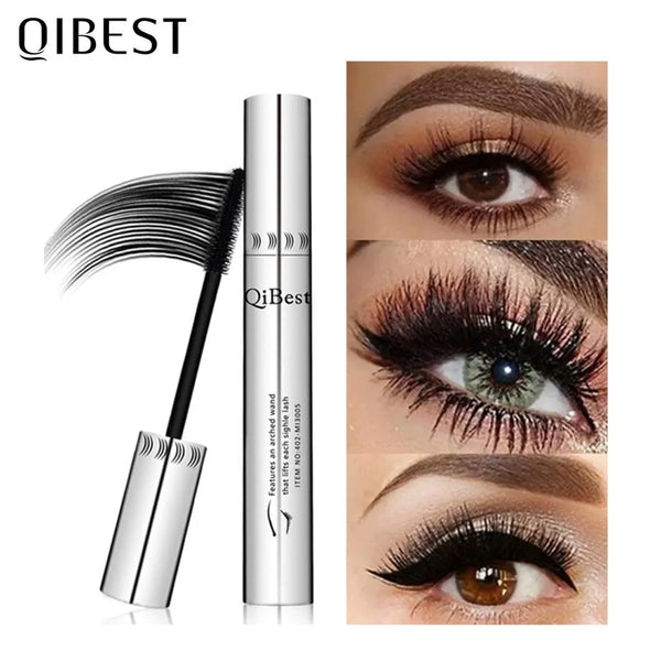 QIBEST Black Mascara Silky Eyelashes Lengthening Eye Cosmetics Eyelashes Makeup Waterproof Rimel Mascara Eyelash Extension Thick