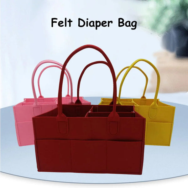 Multi-Function Baby Felt Storage Bag Infant Diaper Bag Portable Holder Bag Changing Nappy Caddy Kid Storage Carrier Large Pocket