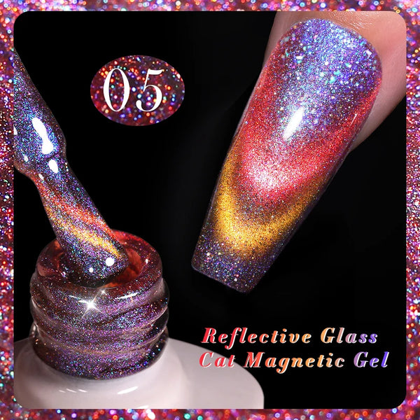 BORN PRETTY Sparkling Glass Bead Cat Magnetic Gel Nail Polish Flash White Spar Red Color Semi Permanent Soak Off UV Gel Varnish