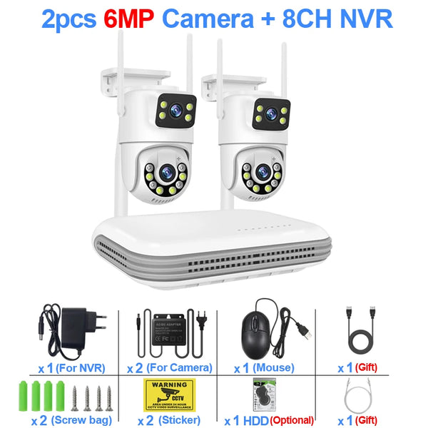 Smar Wireless CCTV System WiFi Camera Kit 6MP IP Cameras With Dual Lens Security Audio 8CH NVR Video Surveillance Set ICse