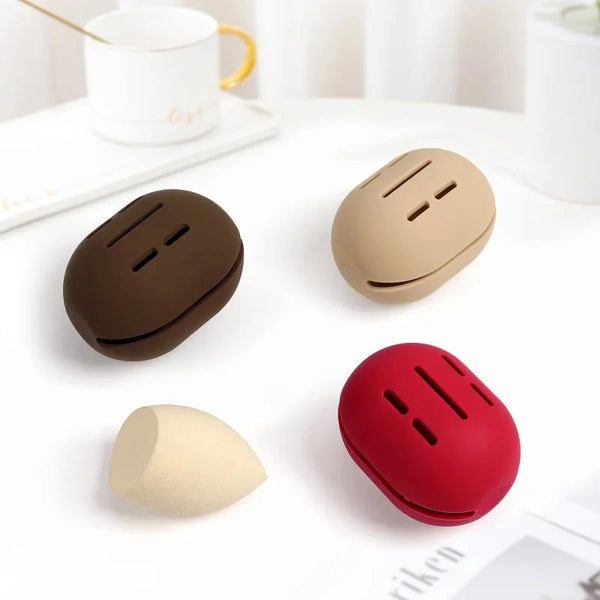 Makeup Sponge Holder Shatterproof Eco-Friendly Silicone Beauty Make Up Blender Case for Travel Gift ble Cosmetic Puff Holder Box