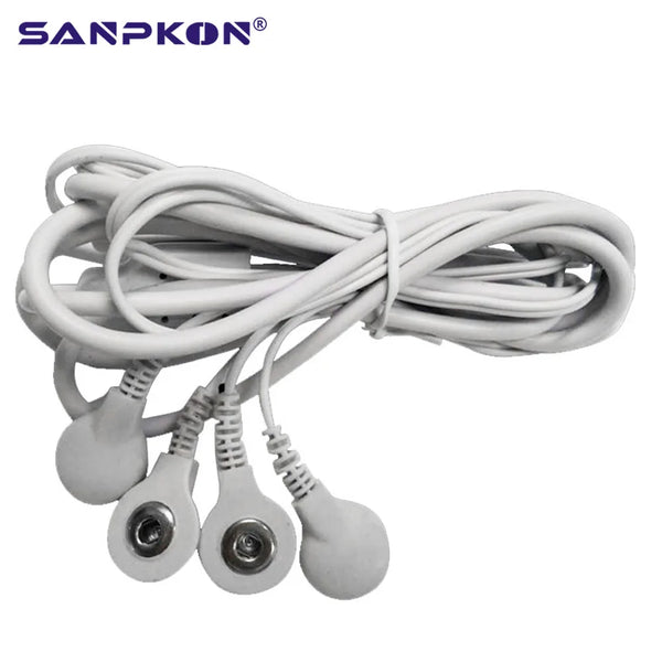 2.5mm/4 Buttons Electrode Wires Cables for Connecting Electrode Pad with TENS Therapy Machine Massager  Plug Body Massage