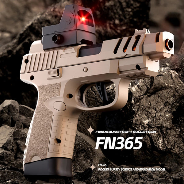 Mini Toy Gun FN365 Shell Throwing Pistol Continuous Firing Soft Bullet Launcher Airsoft Black Gun Empty Hanging Model For Boys