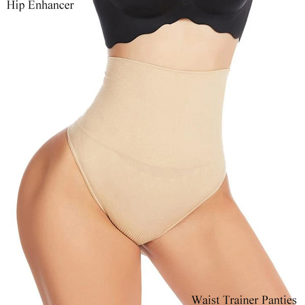 Women Thong Panty Shaper High Waist Tummy Control Panties Slimming Underwear Waist Trainer Shaping Briefs Butt Lifter Shapewear