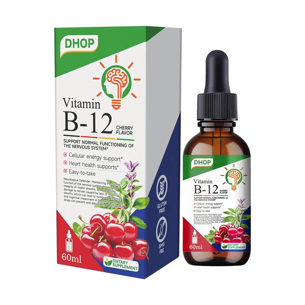 DHOP Vitamin B12 500mcg 60ml Liquid Healthcare Supplement Fast Absorpt