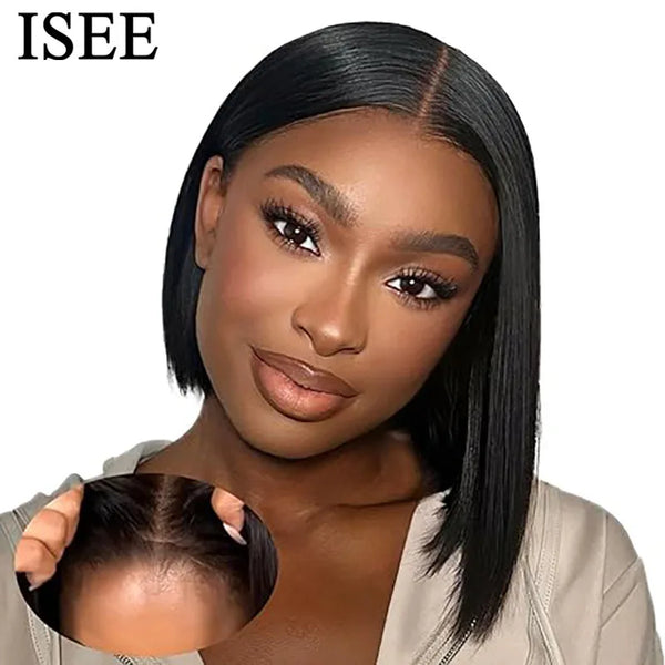 ISEE Hair Bone Straight Bob Wig Lace Front Human Hair Wigs Wear And Go Wig Glueless 13x4 HD Lace Frontal Wigs Pre Cut PrePlucked