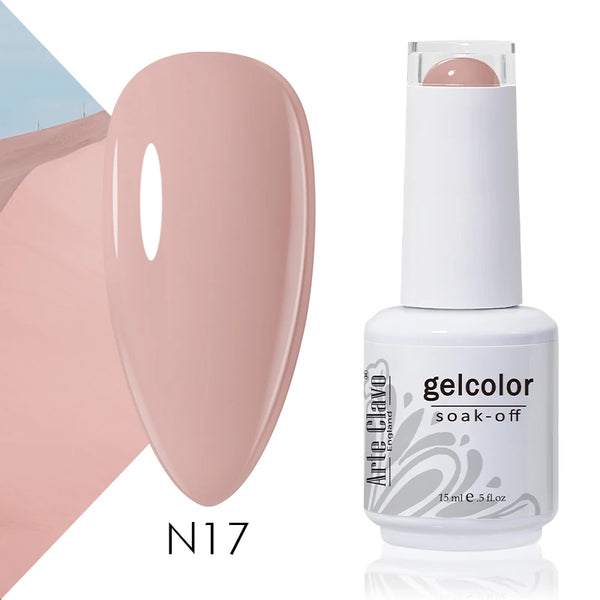 ArteClavo 15ml Nude Pink Colors Gel Nail Polish Hybrid Gel Lak Nail Polish New White Nail Art Vernis Varnish UV Top Manicure Set
