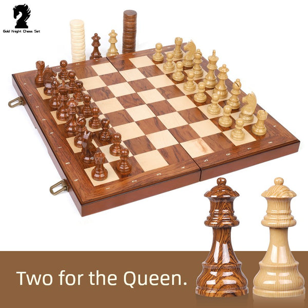 High Quality Rosewood Solid Wood Leather Plaid Blocks Kids Large Foldable and Portable Germanic Magnetic Chess Ches