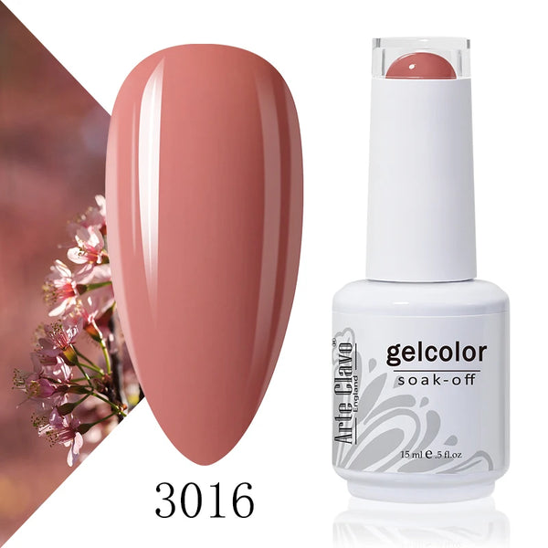 ArteClavo 15ml Nude Pink Colors Gel Nail Polish Hybrid Gel Lak Nail Polish New White Nail Art Vernis Varnish UV Top Manicure Set