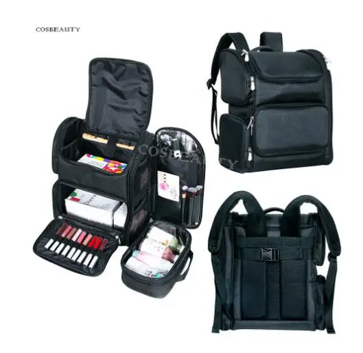 Women Makeup artist bag travel cosmetic bag large Capacity Travel Makeup Bag with 1 Removable Pouches  Portable Cosmetic Bag