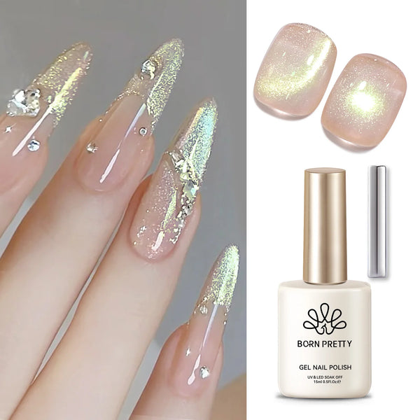 BORN PRETTY 15ml Tuberose Auroras Cat Magnetic Gel Nail Polish Gold Glitter Shine Soak Off UV Gel Nail Art Varnish NailSupplies