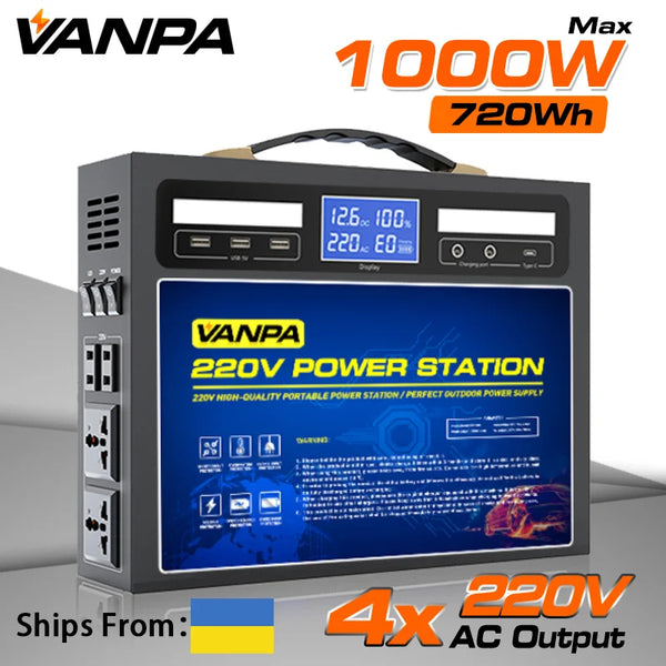 Vanpa multi-function portable power supply 220 V 1000 W charging outdoor battery power station emergency generator
