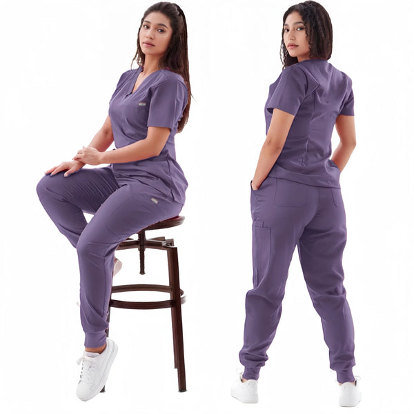 Multicolour Jogger Suit Nurse Scrubs Set Medical Clinical Clothes Doctor Nursing Uniforms Short Sleeve V-neck Tops Pocket Pants