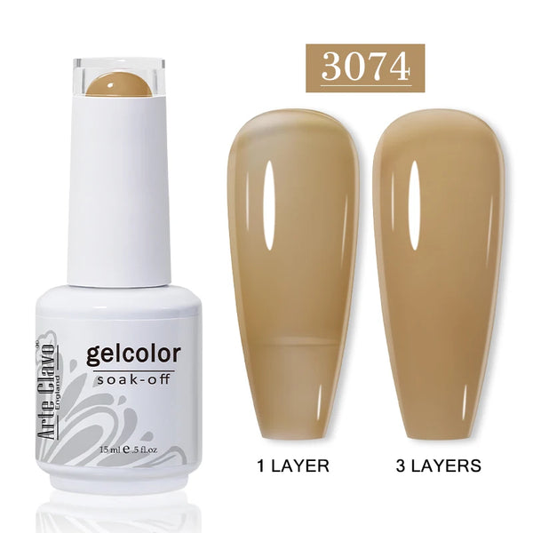 ArteClavo 15ml Nude Pink Colors Gel Nail Polish Hybrid Gel Lak Nail Polish New White Nail Art Vernis Varnish UV Top Manicure Set