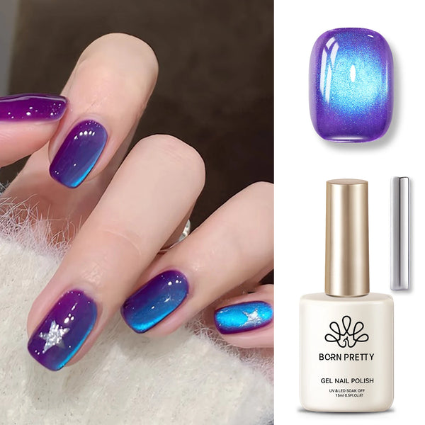 BORN PRETTY 15ml Tuberose Auroras Cat Magnetic Gel Nail Polish Gold Glitter Shine Soak Off UV Gel Nail Art Varnish NailSupplies