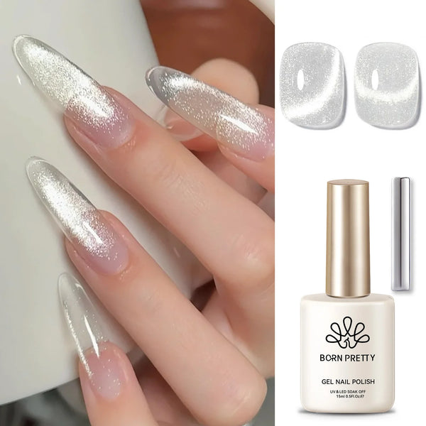 BORN PRETTY 15ml Tuberose Auroras Cat Magnetic Gel Nail Polish Gold Glitter Shine Soak Off UV Gel Nail Art Varnish NailSupplies