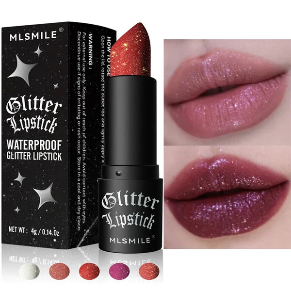 Glitter Diamonds Matte Lipstick Waterproof Lasting Pearlescent Diamonds Lipsticks Non Stick Red Pink Lip Tint Makeup Cosmetic