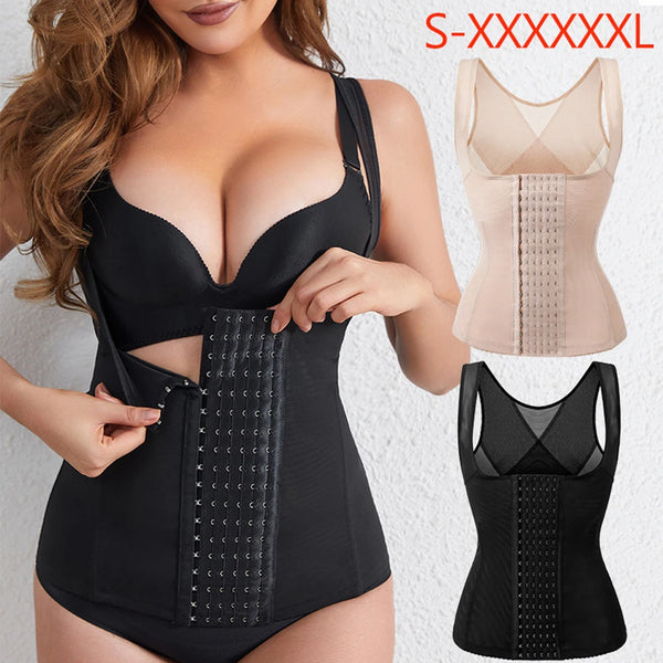 Women Waist Trainer Body Shaper Corset Top for Abdomen Control Hooks Slim Shapewear Vest Tummy Control