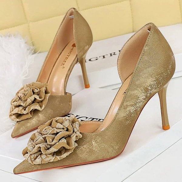 BIGTREE Shoes 2025 New Flower Design Women Pumps stilettos Heels 8 cm Women Shoes pointed end High Heels Spring women's heels