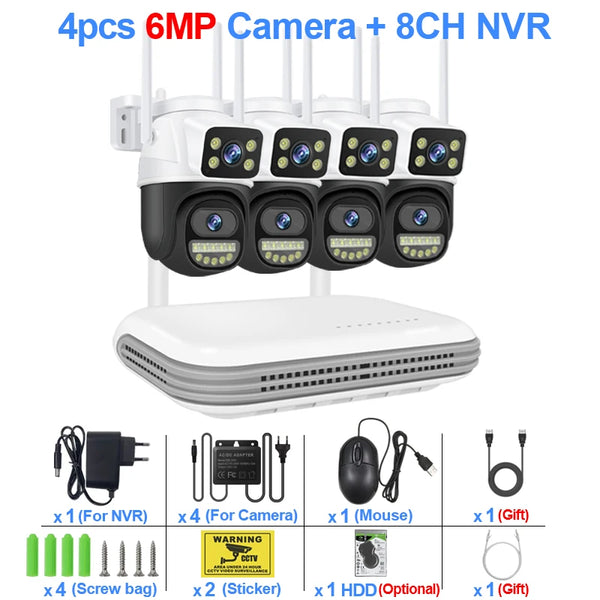 Smar Wireless CCTV System WiFi Camera Kit 6MP IP Cameras With Dual Lens Security Audio 8CH NVR Video Surveillance Set ICse