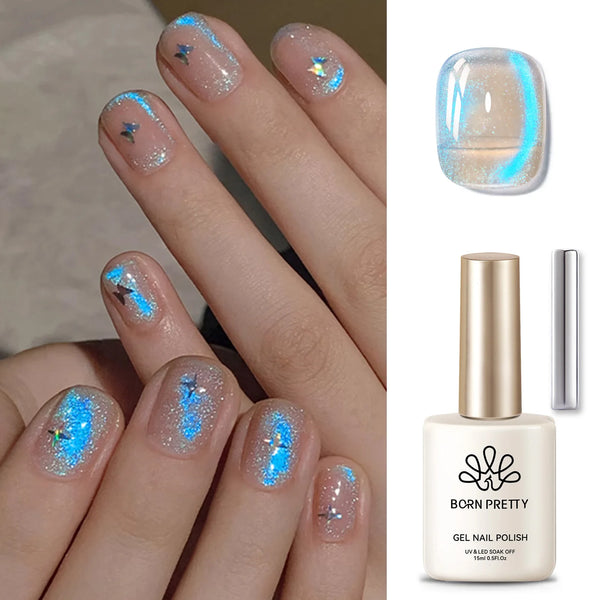 BORN PRETTY 15ml Tuberose Auroras Cat Magnetic Gel Nail Polish Gold Glitter Shine Soak Off UV Gel Nail Art Varnish NailSupplies