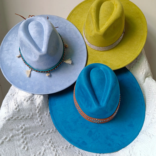 Women's suede 10cm wide Brim Fedora hat Men's autumn and winter felt jazz hat Classic suede Fedora Sombrero