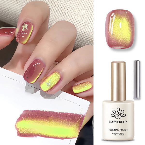 BORN PRETTY 15ml Tuberose Auroras Cat Magnetic Gel Nail Polish Gold Glitter Shine Soak Off UV Gel Nail Art Varnish NailSupplies