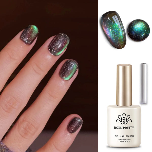BORN PRETTY 15ml Tuberose Auroras Cat Magnetic Gel Nail Polish Gold Glitter Shine Soak Off UV Gel Nail Art Varnish NailSupplies