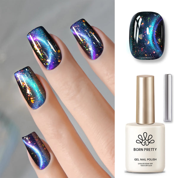 BORN PRETTY 15ml Tuberose Auroras Cat Magnetic Gel Nail Polish Gold Glitter Shine Soak Off UV Gel Nail Art Varnish NailSupplies