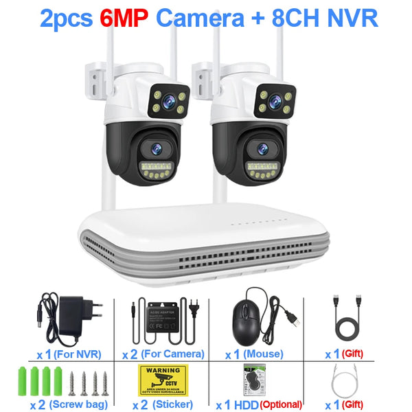 Smar Wireless CCTV System WiFi Camera Kit 6MP IP Cameras With Dual Lens Security Audio 8CH NVR Video Surveillance Set ICse