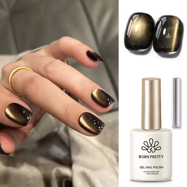 BORN PRETTY 15ml Tuberose Auroras Cat Magnetic Gel Nail Polish Gold Glitter Shine Soak Off UV Gel Nail Art Varnish NailSupplies