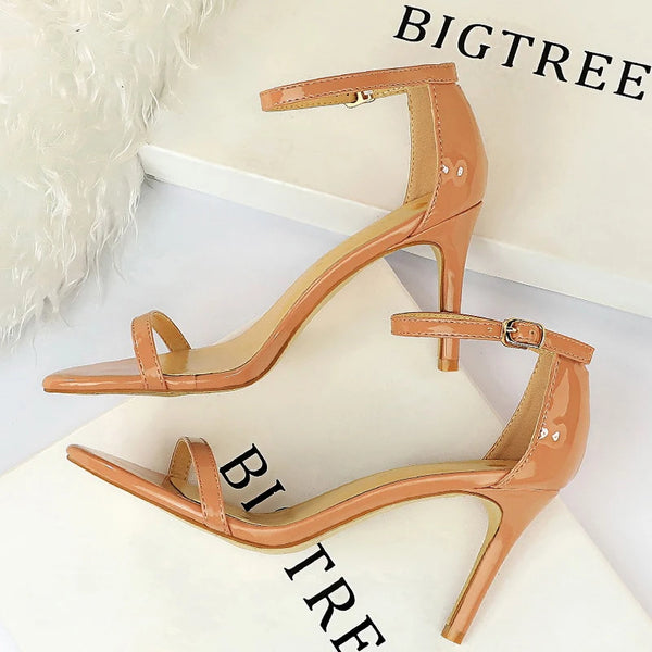 BIGTREE Shoes Women 8 Cm 11 Cm Heels Sandals Summer Women Sandals Fashion Kitten Heels Stilettos Patent Leather High Heels 2025