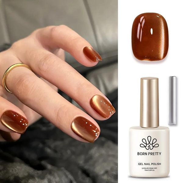 BORN PRETTY 15ml Tuberose Auroras Cat Magnetic Gel Nail Polish Gold Glitter Shine Soak Off UV Gel Nail Art Varnish NailSupplies