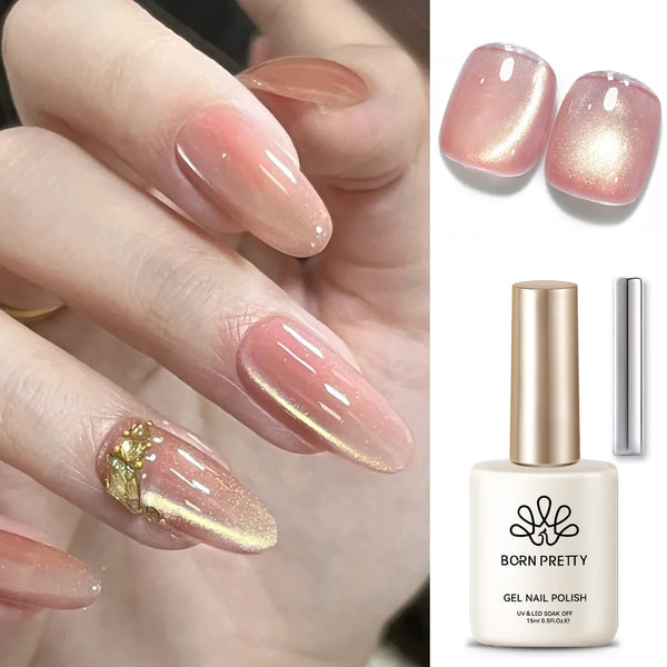 BORN PRETTY 15ml Tuberose Auroras Cat Magnetic Gel Nail Polish Gold Glitter Shine Soak Off UV Gel Nail Art Varnish NailSupplies