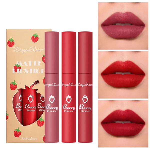 3 PCS Liquid Lipstick Korean makeup for women Lip gloss set Cosmetics cheap lip stick Matte LIp Tint Stain long lasting beauty