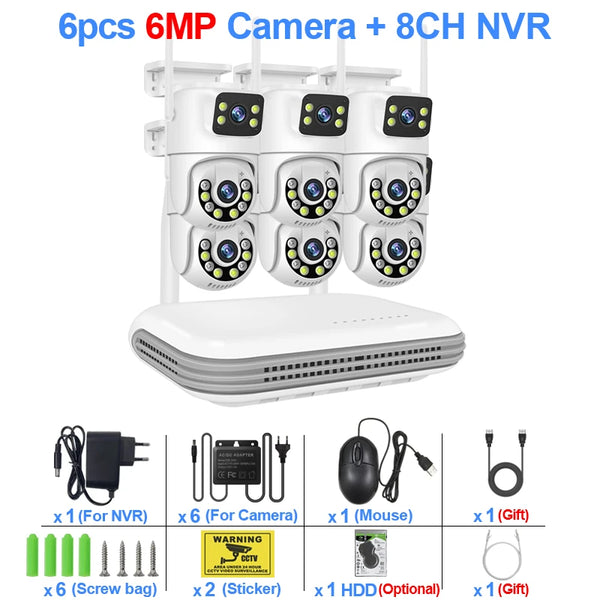 Smar Wireless CCTV System WiFi Camera Kit 6MP IP Cameras With Dual Lens Security Audio 8CH NVR Video Surveillance Set ICse