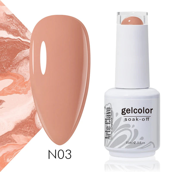 ArteClavo 15ml Nude Pink Colors Gel Nail Polish Hybrid Gel Lak Nail Polish New White Nail Art Vernis Varnish UV Top Manicure Set