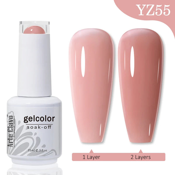 ArteClavo 15ml Nude Pink Colors Gel Nail Polish Hybrid Gel Lak Nail Polish New White Nail Art Vernis Varnish UV Top Manicure Set