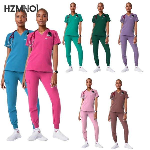 XS-2XL Nursing Top+Jogging Pants Beauty Salon Work Suit Soft Hand Feeling Casual Medical Scrub Set Women Working Uniform Lab Set