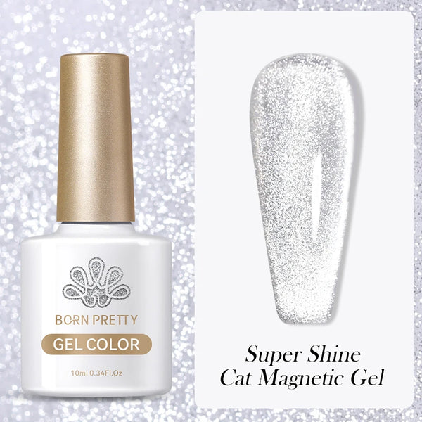 BORN PRETTY Sparkling Glass Bead Cat Magnetic Gel Nail Polish Flash White Spar Red Color Semi Permanent Soak Off UV Gel Varnish